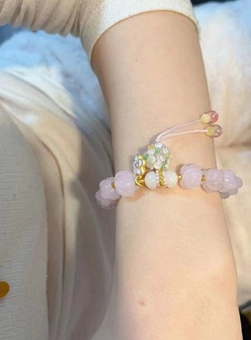 极速香积四同款 糯冰粉莲花琉u璃手串 搭配琉璃球滴油梅花 TY1277