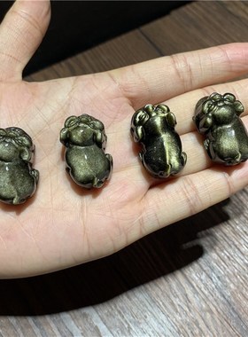 极速天然金曜石小猪B吊坠 挂件项坠男女款