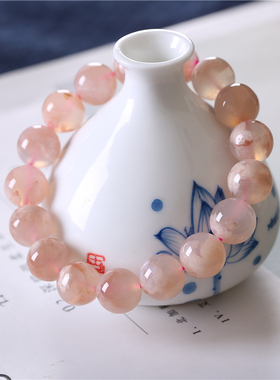 极速天然樱花玛瑙手链女款 樱花玛瑙单圈手串水晶W时尚饰品礼物送