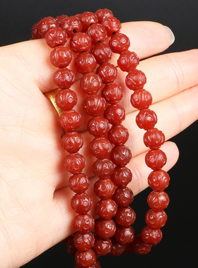 极速辽金老玛瑙莲花回纹南瓜珠文玩佛珠108P颗手串女款民族风饰品