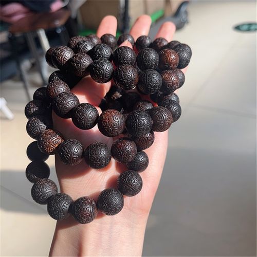 极速黑棋楠沉香回纹单圈手链 香味浓郁特别好闻 约15Smm TY230 - 图1