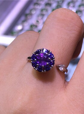极速天然紫水晶可旋转戒指 转转戒指 特价包V邮 Y1014