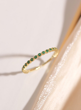 极速.rendy Fine 14k Reral Gold Emerald Opening Rings for Wom