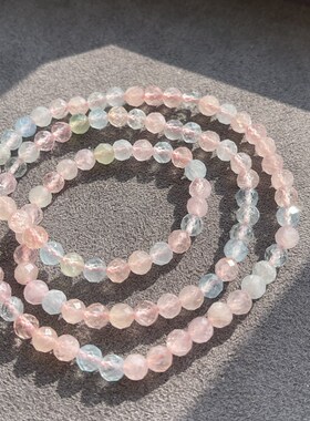 极速天然摩根石切角刻面三圈手链 女款 约5mMm 糖果色 XL182