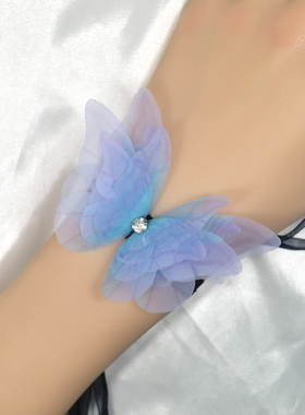 浅蓝蝴蝶手链中国风复古小众设计