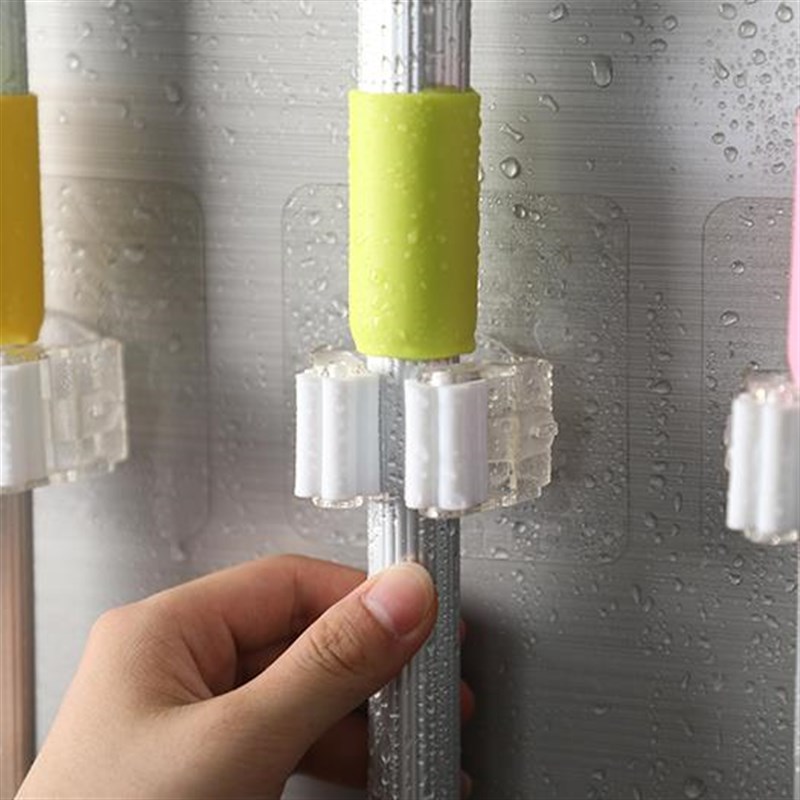 卫生间拖布夹壁挂阳台洗衣机地拖免打孔挂钩夹固拖把架子置物架 - 图1