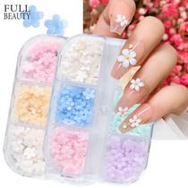 Cross-border New Medecor Accessories 6 G Boxed Macaron Color Small Flower Encounter Light Discoloration Solid Nail Ornament Nail