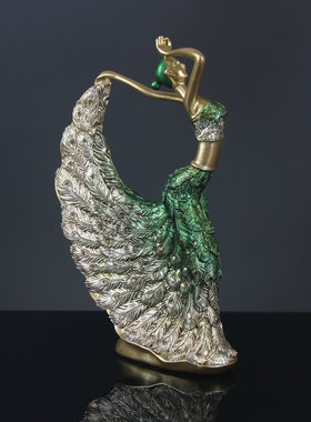 孔雀舞女摆件酒柜电视柜装饰摆件树脂工艺品摆件创意家居小摆件