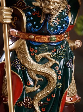 纯铜《忠义盖世》关公摆件供奉武财神关羽神像客厅公司店铺工艺品