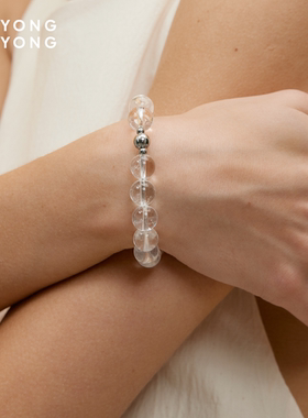 无用之用天然白水晶圆珠手链