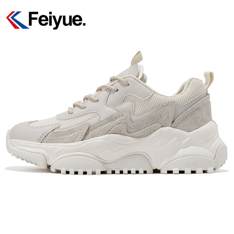 feiyue/飞跃雀翎百搭老爹鞋2023秋季反绒皮拼接休闲运动鞋女鞋363 - 图0