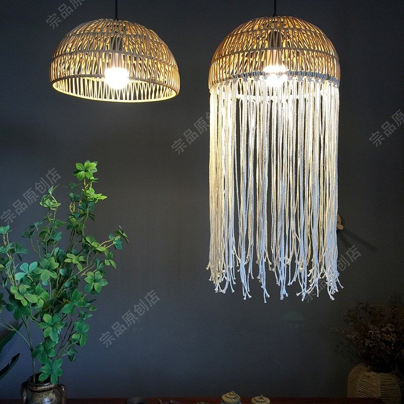 户外防水防晒挂树灯田园覆古彷真藤编流苏吊灯庭院室外景区装饰灯,淘宝优惠券,粉丝福利购,淘宝优惠卷