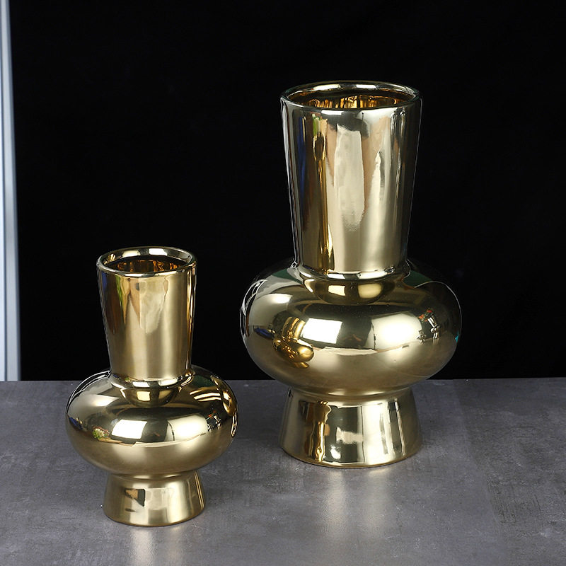 创意电镀银色陶瓷花瓶花插  北欧玄关客厅样板间桌面摆件饰品软装,淘宝优惠券,粉丝福利购,淘宝优惠卷