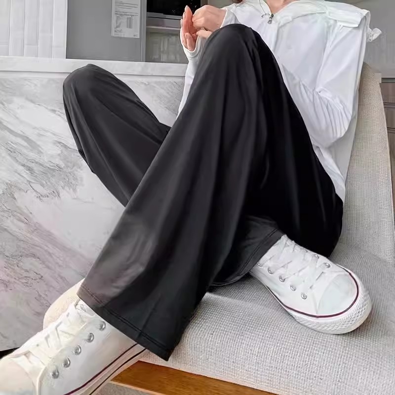 DS夏季防晒阔腿裤冰丝垂感凉爽显瘦休闲直筒裤女_粉黛尔时装阁_女装/女士精品-第5张图片-提都小院