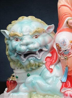速发文殊普贤菩萨坐像一对三骑华严带圣像客真身树脂佛像供奉摆件