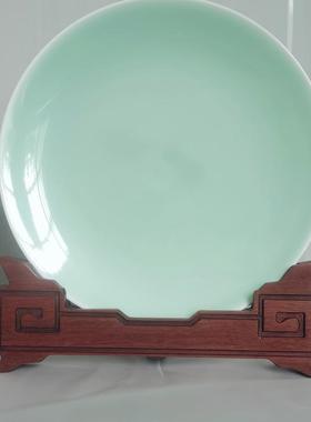 实木雕刻工艺品底座花盆花瓶石头客厅摆件装饰品木雕圆形木质托架