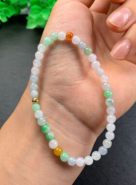 A货多宝彩翡翠手串手链玉珠通用款珠宝玉石单圈手链四会市翡翠a货