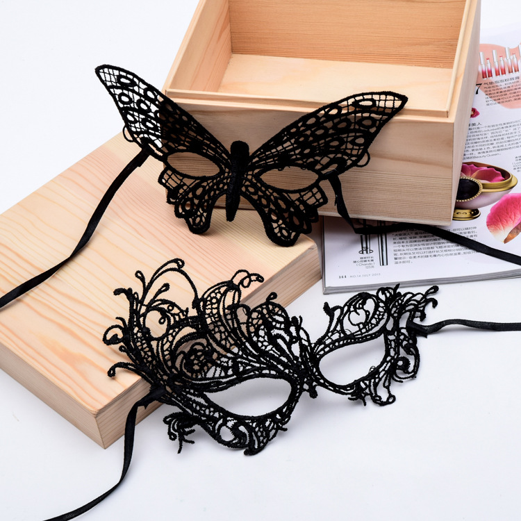 黑色蕾丝面具女定型镂空舞会派对性感成人半脸万圣节公主面具 - 图0