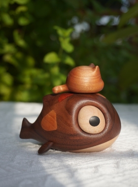 大小猫房檐猫冰箱贴摆件创意实木桌面摆件解压治愈可爱