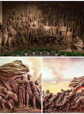 砂岩浮雕校园地图人物锻铜户外学校浮雕中式外墙壁画庭院背景墙