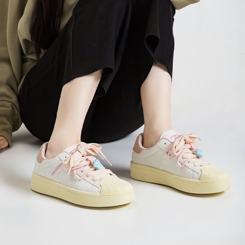 人本官方店2025春季新款贝壳头运动板鞋学生小众设计休闲鞋慢跑鞋 - 图2