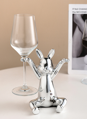 速发餐奢高档兔子红酒架杯架摆件客厅餐边酒柜创桌酒托轻意家居装