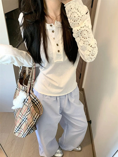 Korean sweet girl long-sleeved t-shirt women's autumn 2025 new unique unique design slimming casual top