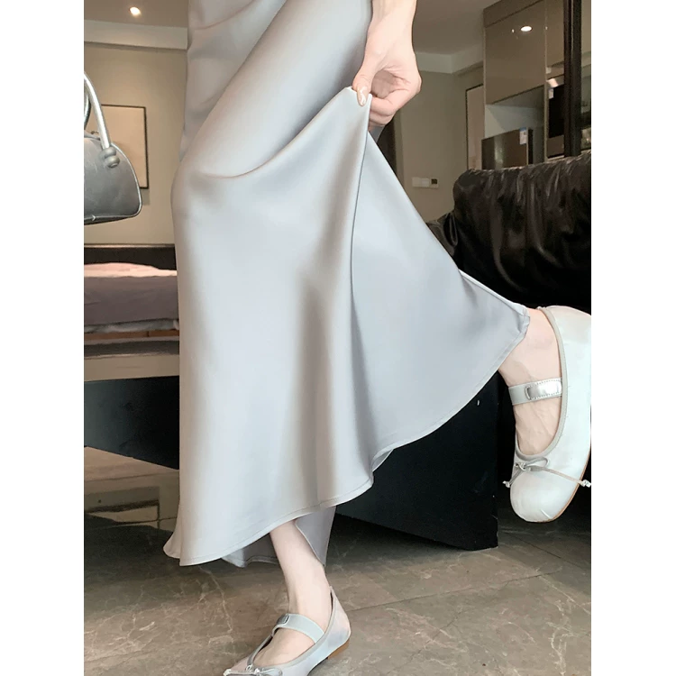 Бледно-абрикосовая летняя длинная юбка, стиль высокого качества, для полных женщин, акцент на бёдрах, срез "рыбий хвост"