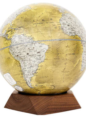 生日地球仪摆件奢桌面节日底座书房微装饰宏轻礼玄关客厅方形实木