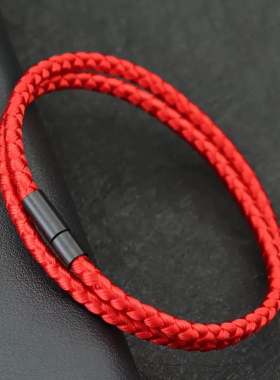 复古黑色日韩皮绳手工编织手链男女潮牌百搭个性手镯时尚简约手环