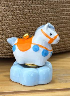 马上有钱办公室解压治愈景德镇陶瓷转转小马创意桌面摆件新年礼物