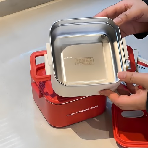 樱桃小丸子饭盒可微波炉加热专用便当盒上班族带饭餐盒水果保鲜盒 - 图0