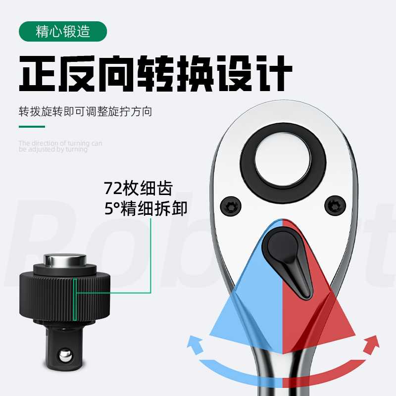 快速套筒棘轮扳手大中小飞双向万能汽修工具扳工业级72齿家用套装 - 图0