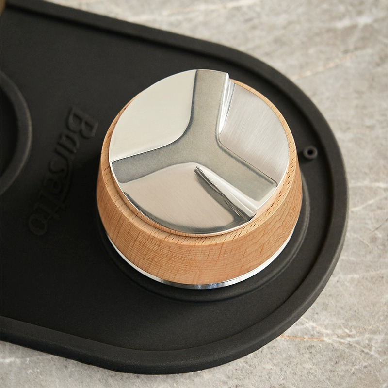 【新品】Barsetto/百胜图58mm布粉器不锈钢榉木胡桃木咖啡机配套 - 图3