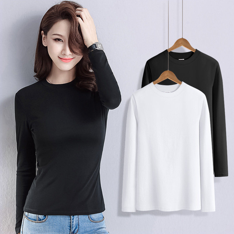 秋冬纯棉半高领内搭黑色t恤打底衫 甄度T恤