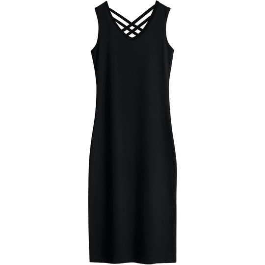 Threaded sexy backless beautiful backrest vest dress