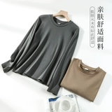 Хаки базовый приятный телу черный лонгслив, свободный крой, в западном стиле