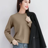 Хаки базовый приятный телу черный лонгслив, свободный крой, в западном стиле