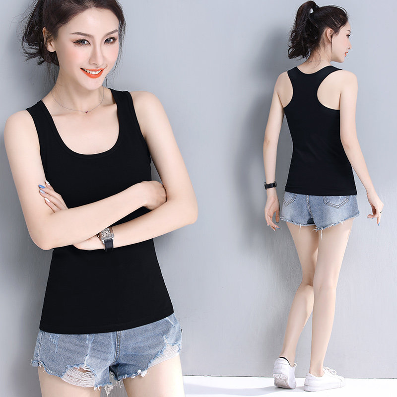 黑色无袖工字夏外穿运动训练胖mm 甄度背心吊带