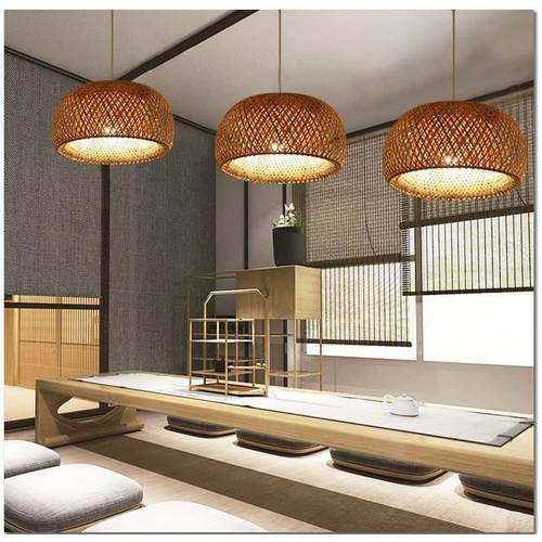 日式竹编灯笼竹子灯罩复古民宿大排档茶室火锅店客栈竹艺竹编吊灯 - 图1