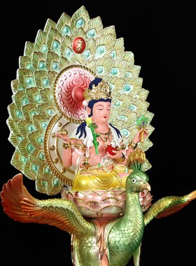 新品新树脂款孔雀明王真武玄武大帝神像居家M工艺品客厅桌面工艺