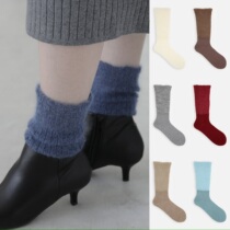 3 Double Tabio boots Lower house Japan Advanced Horse Hairy wool pure color loose and soft and comfortable pile socks