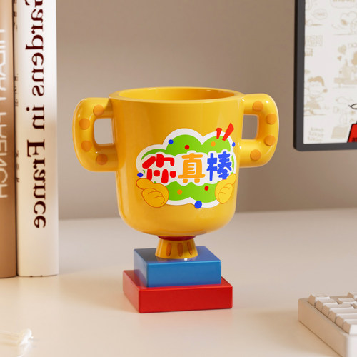 创意牛杯奖杯笔筒摆件桌面儿童公司奖品闺蜜实用礼品毕业生日礼物 - 图1