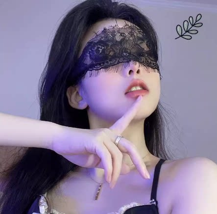 黑色蕾丝眼罩禁欲系女性感遮眼蒙眼丝带镂空面纱遮光眼纱半脸面具 - 图0
