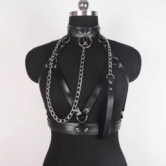 【可可女巫】男友爱爱！捆绑束缚性感镂空皮革趣味诱惑内衣套装女