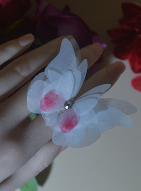 仿真立体蝴蝶开口戒指国潮小众设计感高级感首饰品仿古新中式指环