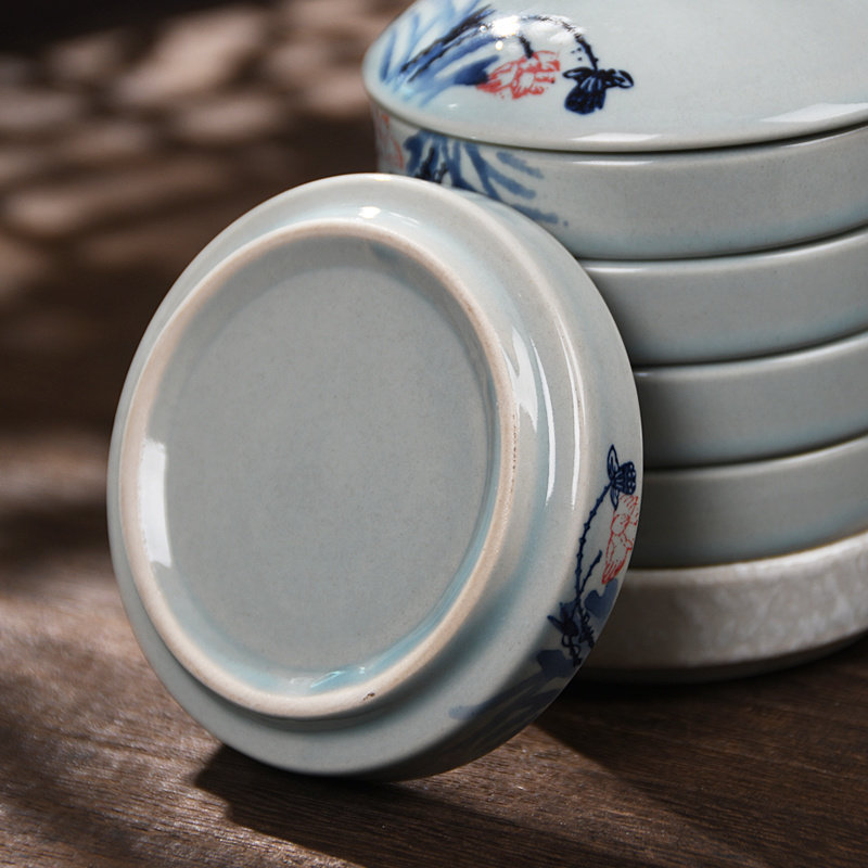 陶瓷国画调色盘五层带盖景德镇青花瓷颜料碟美术陶瓷文房四宝国画水彩水粉颜料专用调色碟书法墨碟盒国画工具,淘宝优惠券,粉丝福利购,淘宝优惠卷