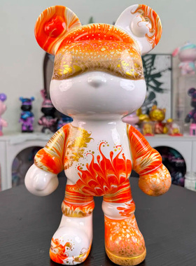 卡通风高端装饰树脂流体熊摆件