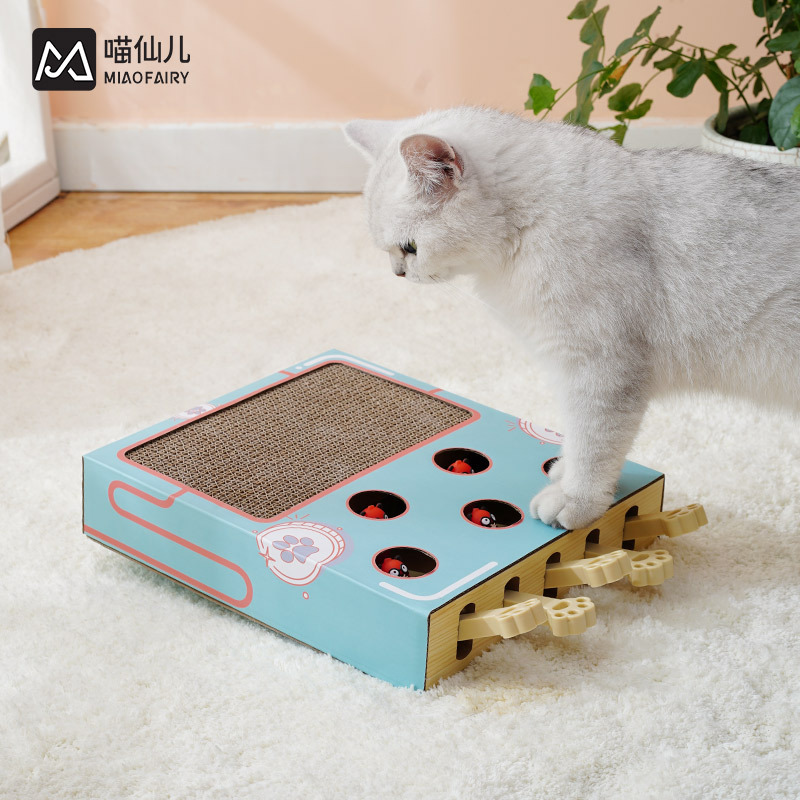 猫玩具打地鼠瓦楞纸猫抓板逗猫玩具多功能猫咪玩具猫猫用品-图1