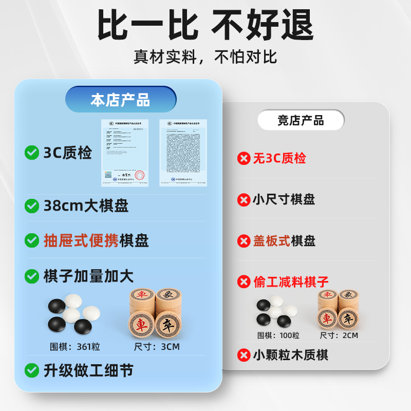 飞行棋儿童益智玩具五子棋多功能棋盘套装跳棋围棋棋类大全多合一 - 图3